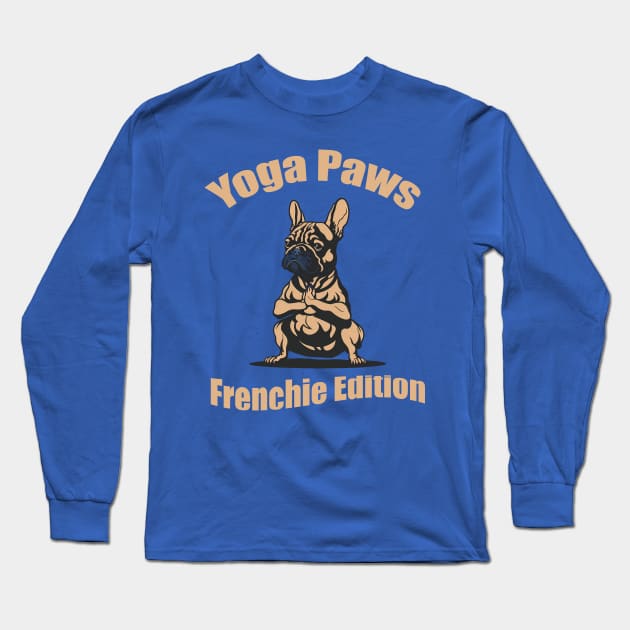 French bulldog in yoga pose, frenchie dog, yoga and french bulldog lovers Long Sleeve T-Shirt by Collagedream